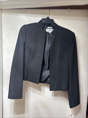 Calvin Klein Black Open-Front Cropped Blazer